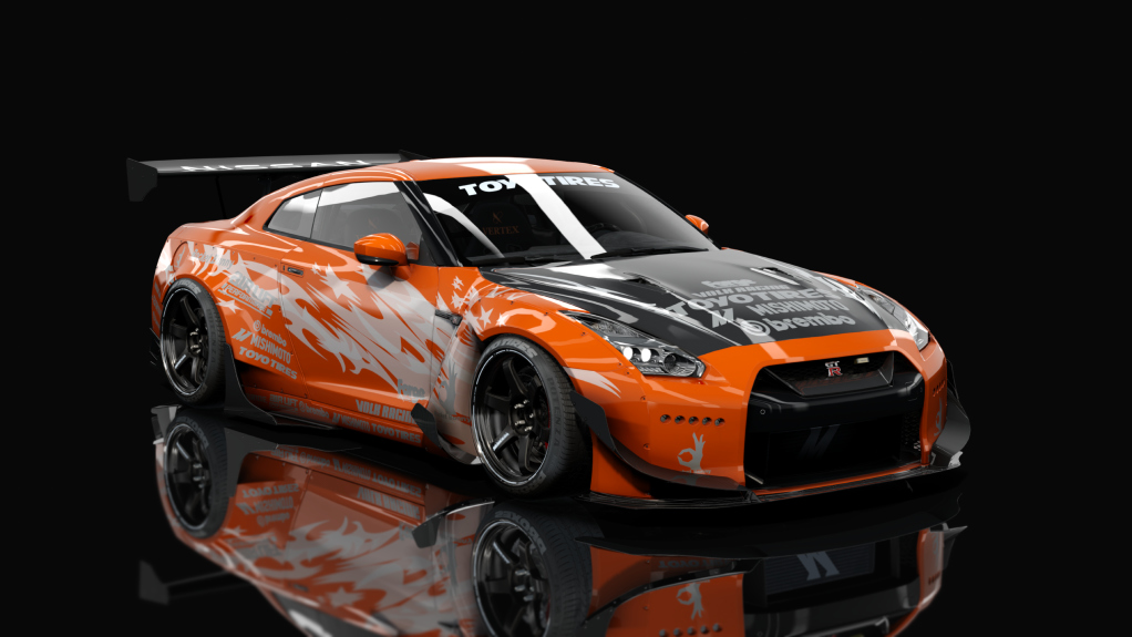Nissan GT-R35 Rocket bunny By HitachiMedia & BucketRain - VDC, skin Fluo orange