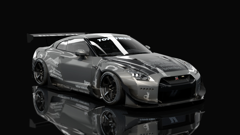 Nissan GT-R35 Rocket bunny By HitachiMedia & BucketRain - VDC, skin Satin Grey White