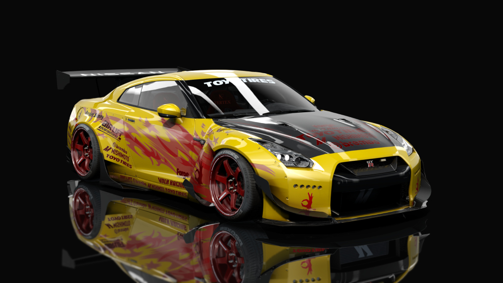 Nissan GT-R35 Rocket bunny By HitachiMedia & BucketRain - VDC, skin Yellow 2