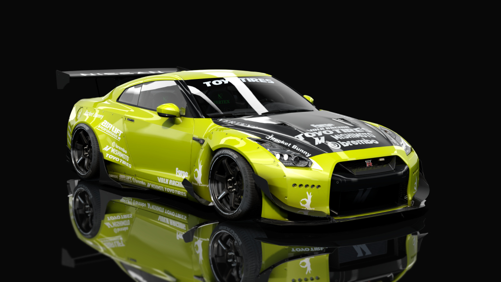 Nissan GT-R35 Rocket bunny By HitachiMedia & BucketRain - VDC, skin toxic_green