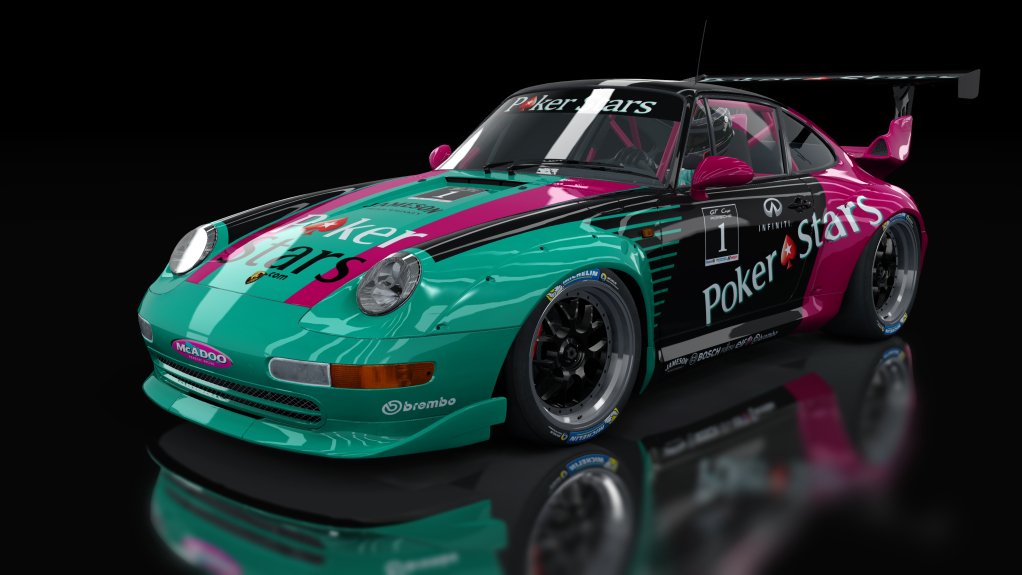 Porsche 911 (993) GT2, skin Pokerstars